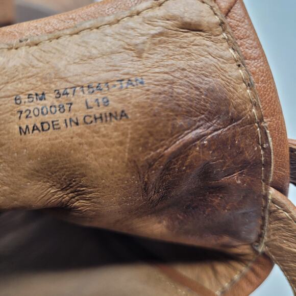 Frye Heels 6.5 Brown Leather Dani Shield Slingback Western Peep Toe Boho Sandals - Picture 9 of 10